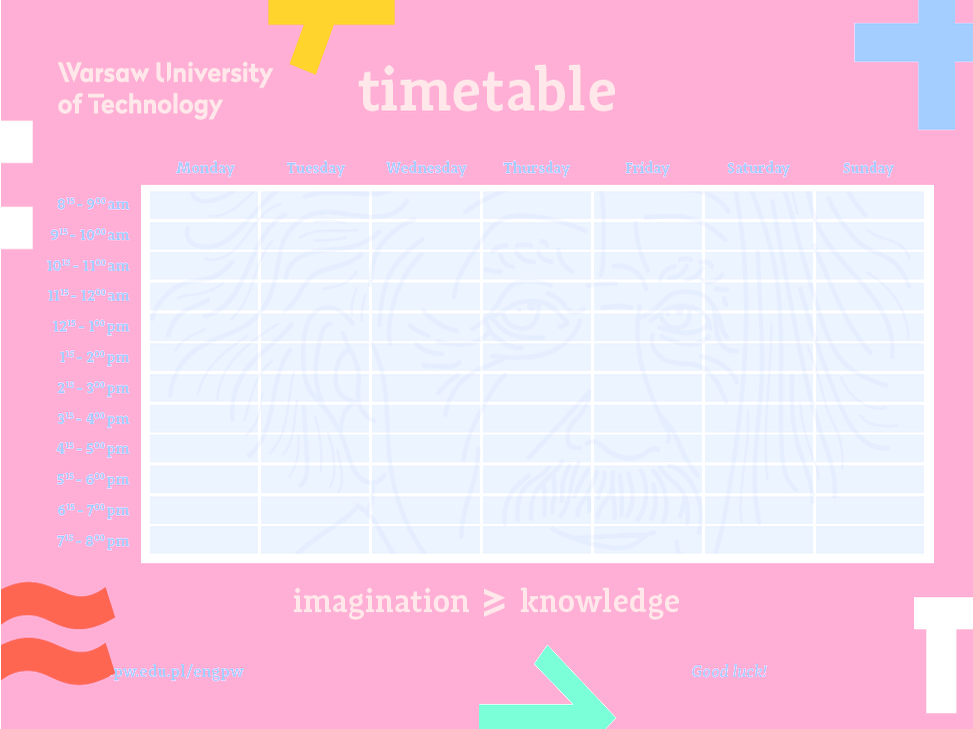 Picture showing a week timetable