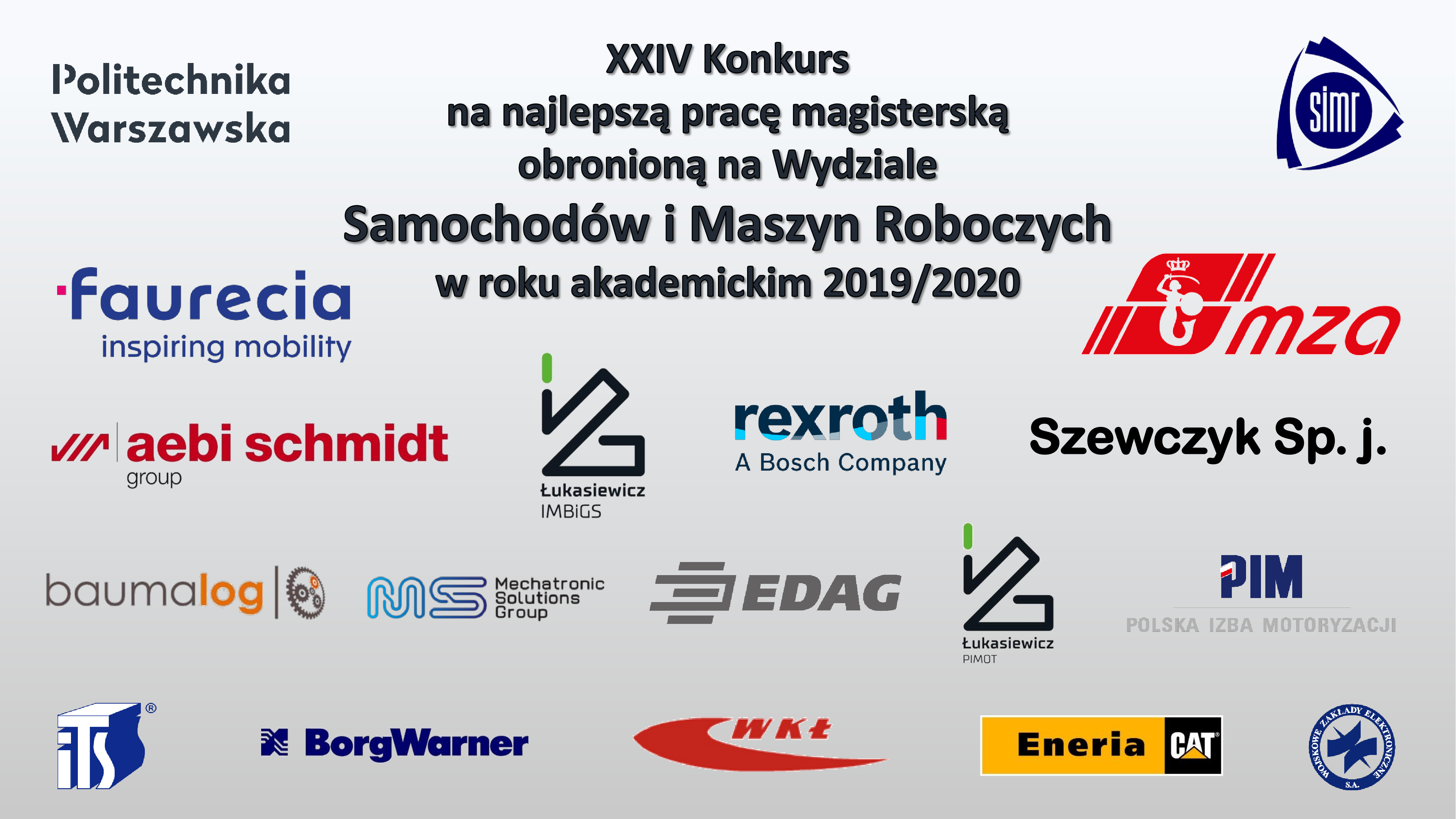 Plakat z logo firm wspierających konkurs na najlepszą pracę magisterską