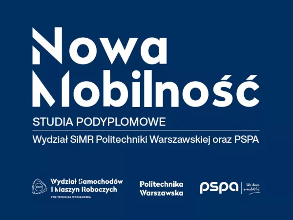 Plakat inforacyjny studiów podyplomowych „Nowa mobilność”