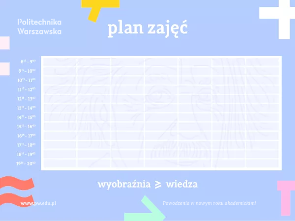 Grafika z tygodniowym planem zajęć