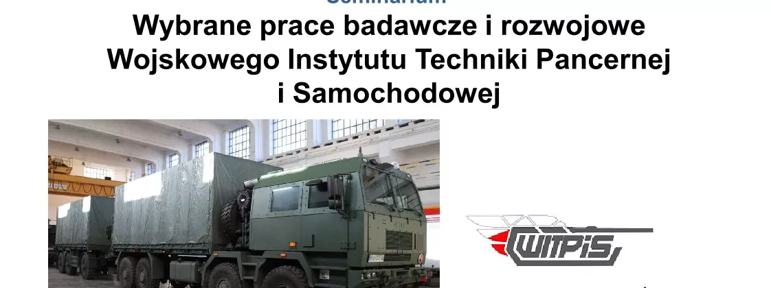 Tekst i obraz pojazdu wojskowego na białym tle